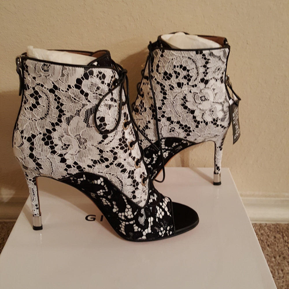 Givenchy Black and White Lace Heels